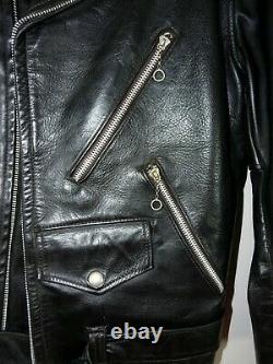 Vintage Grais Pony Leather Genuine Motorcycle Jacket Durable Classic Cafe Racer