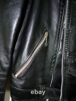 Vintage Grais Pony Leather Genuine Motorcycle Jacket Durable Classic Cafe Racer