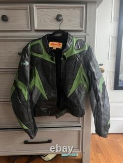 Vintage Green And Black Amx Leather Jacket Medium Racing Motorcycle Rare