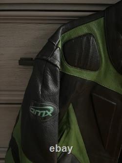 Vintage Green And Black Amx Leather Jacket Medium Racing Motorcycle Rare