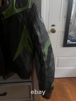 Vintage Green And Black Amx Leather Jacket Medium Racing Motorcycle Rare