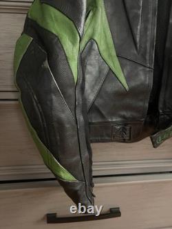 Vintage Green And Black Amx Leather Jacket Medium Racing Motorcycle Rare