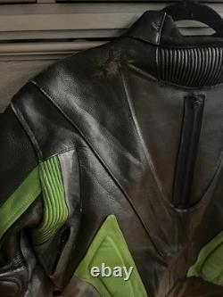 Vintage Green And Black Amx Leather Jacket Medium Racing Motorcycle Rare