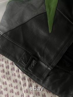 Vintage Green And Black Amx Leather Jacket Medium Racing Motorcycle Rare