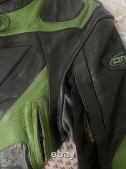 Vintage Green And Black Amx Leather Jacket Medium Racing Motorcycle Rare