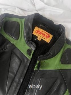 Vintage Green And Black Amx Leather Jacket Medium Racing Motorcycle Rare