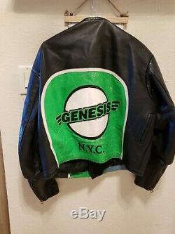 Vintage Green White VANSON Motorcycle leather jacket Mens Medium Genisis NYC