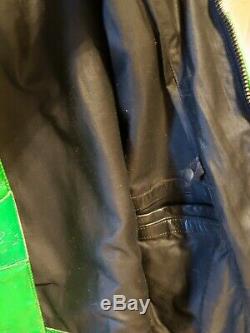 Vintage Green White VANSON Motorcycle leather jacket Mens Medium Genisis NYC