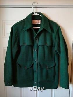 Vintage Green Wool C. C. Filson Cruiser Hunting Jacket Coat Size 40 Mackinaw