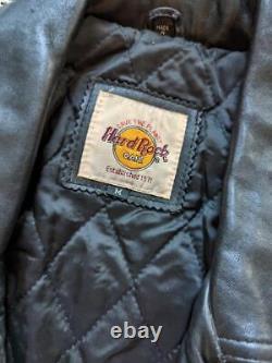 Vintage HARD ROCK CAFE leather jacket NASHVILLE black M motorcycle 90s lambskin