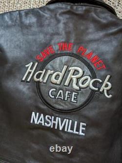 Vintage HARD ROCK CAFE leather jacket NASHVILLE black M motorcycle 90s lambskin