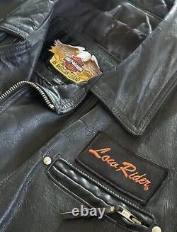 Vintage HARLEY DAVIDSON Black Leather L shovelhead BELTED USA Jacket + Gloves