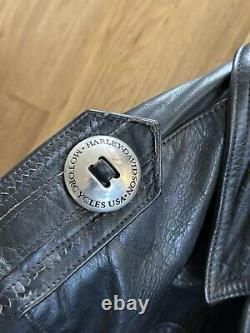 Vintage HARLEY DAVIDSON Black Leather L shovelhead BELTED USA Jacket + Gloves