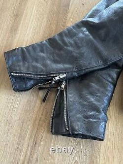 Vintage HARLEY DAVIDSON Black Leather L shovelhead BELTED USA Jacket + Gloves