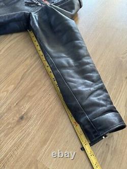 Vintage HARLEY DAVIDSON Black Leather L shovelhead BELTED USA Jacket + Gloves
