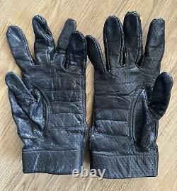 Vintage HARLEY DAVIDSON Black Leather L shovelhead BELTED USA Jacket + Gloves