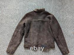 Vintage HARLEY DAVIDSON lambswool SHEARLING leather M motorcycle TRUCKER jacket