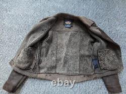 Vintage HARLEY DAVIDSON lambswool SHEARLING leather M motorcycle TRUCKER jacket