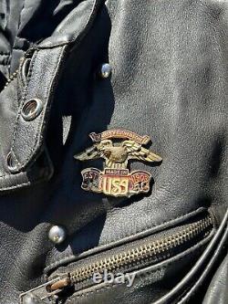 Vintage Harley Davidson 70s Leather Biker Buckle Back Jacket State Trooper