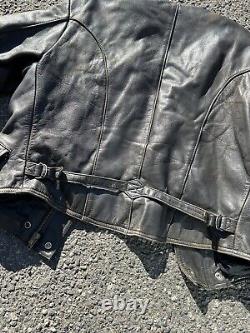 Vintage Harley Davidson 70s Leather Biker Buckle Back Jacket State Trooper