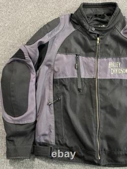 Vintage Harley Davidson Armored Riding Jacket Mens XL Black/Gray Protective Gear