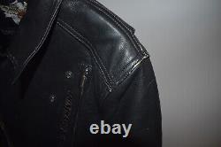 Vintage Harley Davidson Black Distressed Leather Motorcycle Jacket Size L Mens