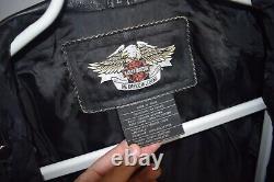 Vintage Harley Davidson Black Distressed Leather Motorcycle Jacket Size L Mens