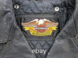 Vintage Harley Davidson Black Leather Asymmetrical Zip Jacket Mens Size 48 Reg