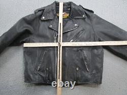 Vintage Harley Davidson Black Leather Asymmetrical Zip Jacket Mens Size 48 Reg