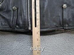 Vintage Harley Davidson Black Leather Asymmetrical Zip Jacket Mens Size 48 Reg