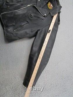 Vintage Harley Davidson Black Leather Asymmetrical Zip Jacket Mens Size 48 Reg