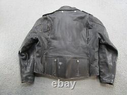 Vintage Harley Davidson Black Leather Asymmetrical Zip Jacket Mens Size 48 Reg