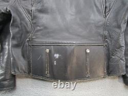 Vintage Harley Davidson Black Leather Asymmetrical Zip Jacket Mens Size 48 Reg