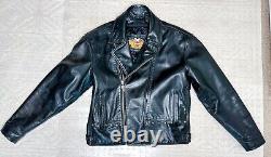 Vintage Harley Davidson Black Leather Biker Jacket Motorcycle Mens Large
