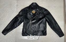 Vintage Harley Davidson Black Leather Biker Jacket Motorcycle Mens Large