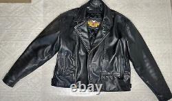 Vintage Harley Davidson Black Leather Biker Jacket Motorcycle Mens Large