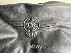 Vintage Harley Davidson Black Leather Biker Jacket Motorcycle Mens Large