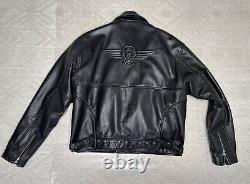 Vintage Harley Davidson Black Leather Biker Jacket Motorcycle Mens Large