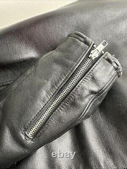 Vintage Harley Davidson Black Leather Biker Jacket Motorcycle Mens Large
