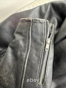 Vintage Harley Davidson Black Leather Biker Jacket Motorcycle Mens Large
