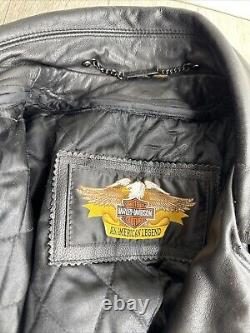 Vintage Harley Davidson Black Leather Biker Jacket Motorcycle Mens Large