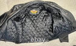 Vintage Harley Davidson Black Leather Biker Jacket Motorcycle Mens Large