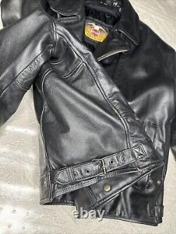 Vintage Harley Davidson Black Leather Biker Jacket Motorcycle Mens Large