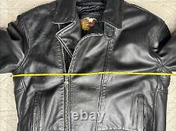 Vintage Harley Davidson Black Leather Biker Jacket Motorcycle Mens Large
