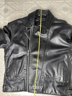 Vintage Harley Davidson Black Leather Biker Jacket Motorcycle Mens Large