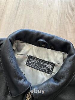 Vintage Harley Davidson Black Leather Motorcycle Jacket