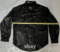Vintage Harley Davidson Black Leather Shirt jacket Size M FREE SHIPPING