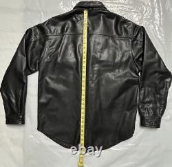 Vintage Harley Davidson Black Leather Shirt jacket Size M FREE SHIPPING