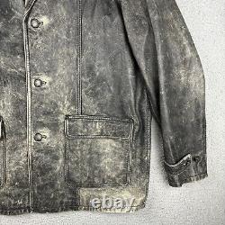 Vintage Harley Davidson Genuine Leather Coat Jacket Black Faded Men's Size 2XL