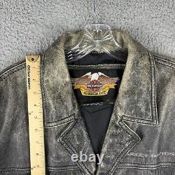 Vintage Harley Davidson Genuine Leather Coat Jacket Black Faded Men's Size 2XL